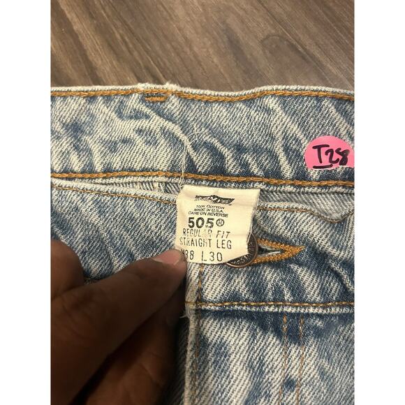 Vintage Levis Jeans Mens 38x30 Blue 505 Light Wash 90s 1999 Regular Straight Leg - Picture 6 of 10